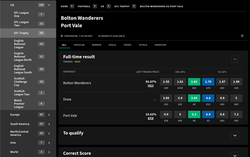 Smarkets Prematch offer