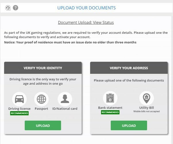 LuckLand KYC Requirements Screenshot