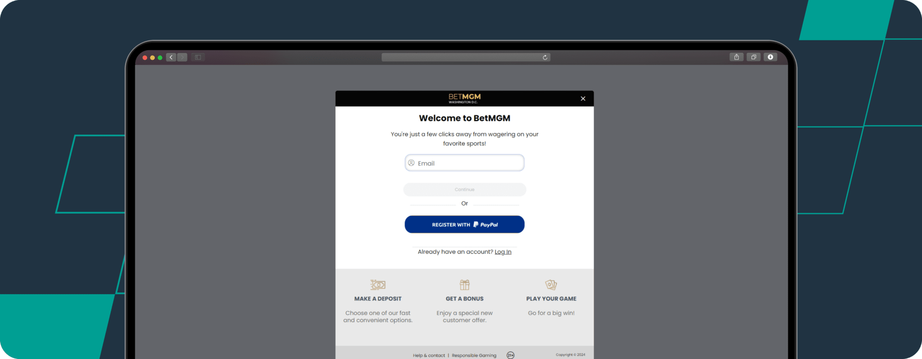 betmgm registration page screenshot