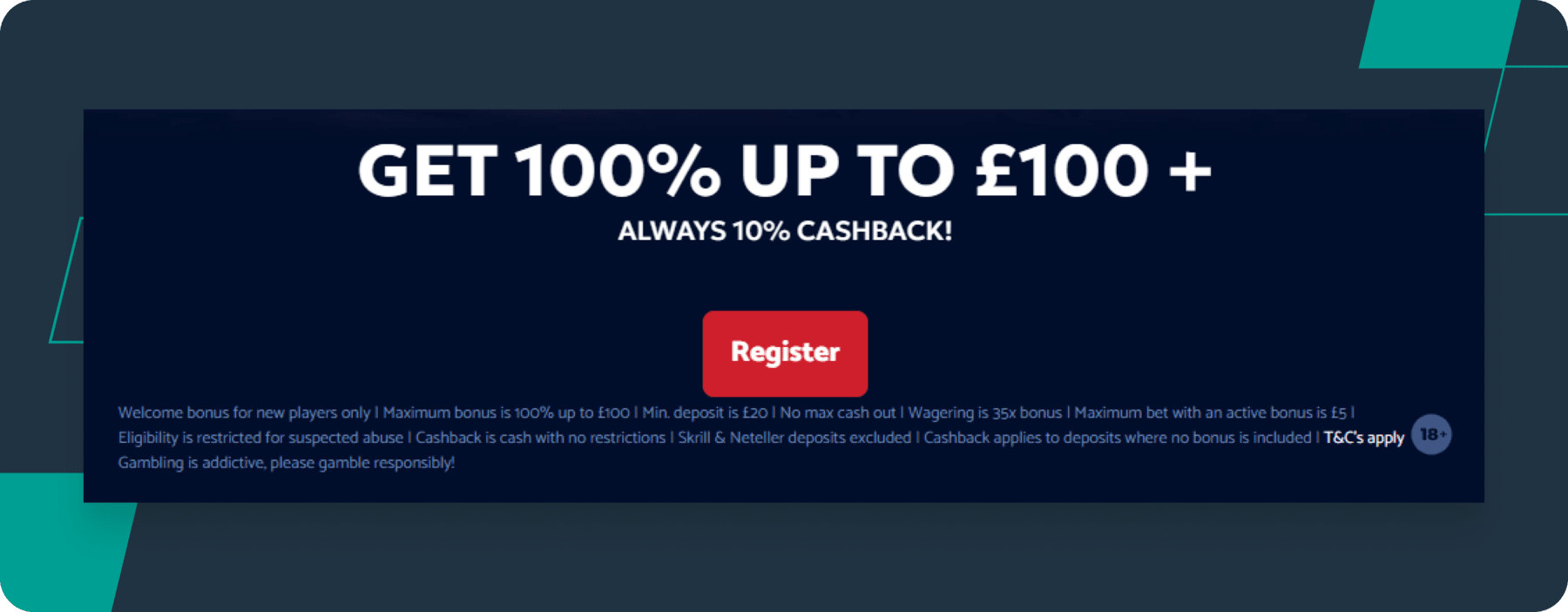 Allbritishcasino welcome offer 100% deposit bonus up to £100 screenshot desktop