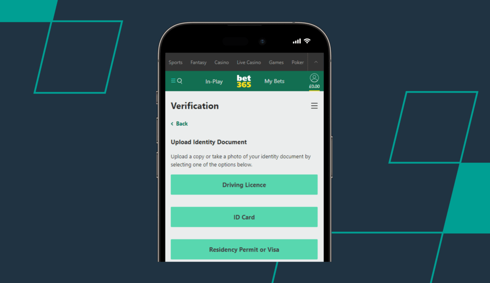 screenshot showing bet365 kyc process