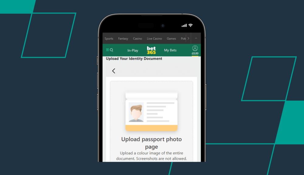 screenshot of bet365 kyc process